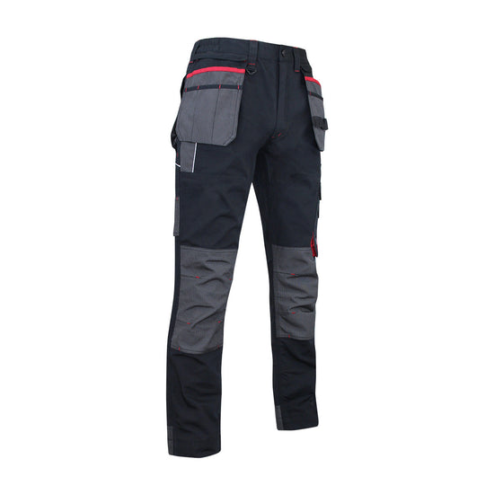 Pantalon de travail MINERAI #1378, extensible et renforcé. Confort, durabilité et praticité pour les professionnels du bâtiment.