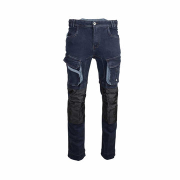 Pantalon de travail SEATTLE #1623 Hugo Strong en denim extensible avec renforts Oxford 300D. Confort, solidité et mobilité pour un usage professionnel.