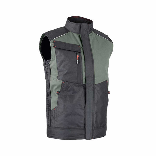 Veste sans manches Hugo Strong Phase #5097, robuste et fonctionnelle. Parfaite pour le travail extérieur grâce à ses renforts Oxford et sa visibilité accrue.