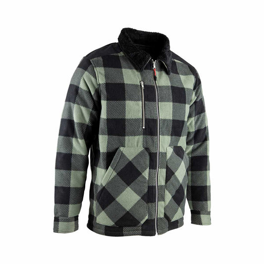 Chemise Hugo Strong Sureau, polaire matelassée et chaude, idéale pour le travail extérieur. Col sherpa, carreaux classiques et renforts Oxford.