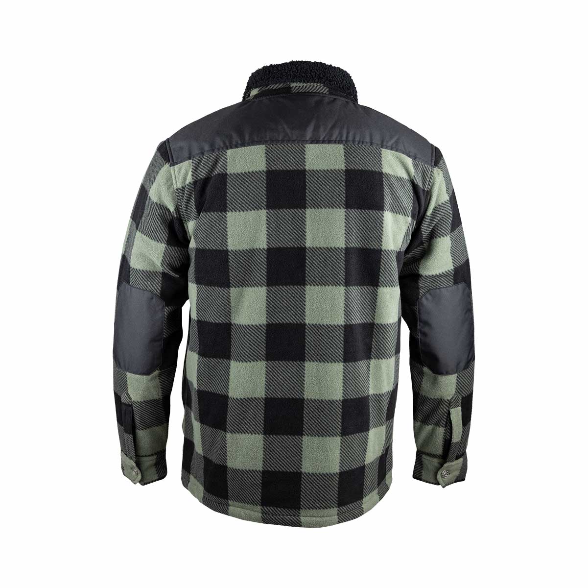 Chemise Hugo Strong Sureau, polaire matelassée et chaude, idéale pour le travail extérieur. Col sherpa, carreaux classiques et renforts Oxford.