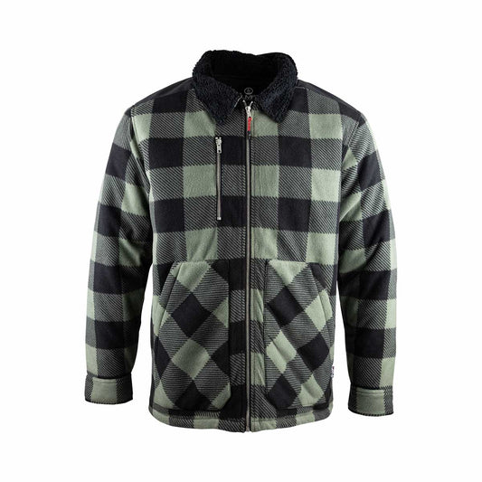 Chemise Hugo Strong Sureau, polaire matelassée et chaude, idéale pour le travail extérieur. Col sherpa, carreaux classiques et renforts Oxford.