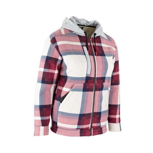 Chemise doublée sherpa Hugo Strong Loan #9311, chaude et confortable, conçue pour le travail ou les sorties extérieures. Flanelle bordeaux et durabilité assurée.