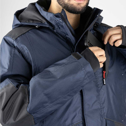 Manteau parka Hugo Strong Baltique #2339, imperméable et matelassé, idéal pour le travail extérieur. Renforcé Oxford 500D, chaleur et confort garantis.
